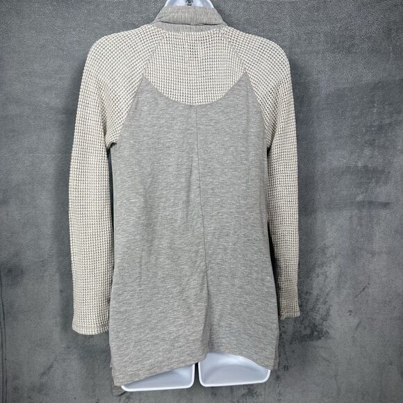 Lucky Lotus Open Front Waffle-Knit Drape Cardigan Gray Longline Women’s XS M - Picture 7 of 15